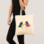 Tote Bag Drapeau américain et drapeau ukrainien (Devant (produit))