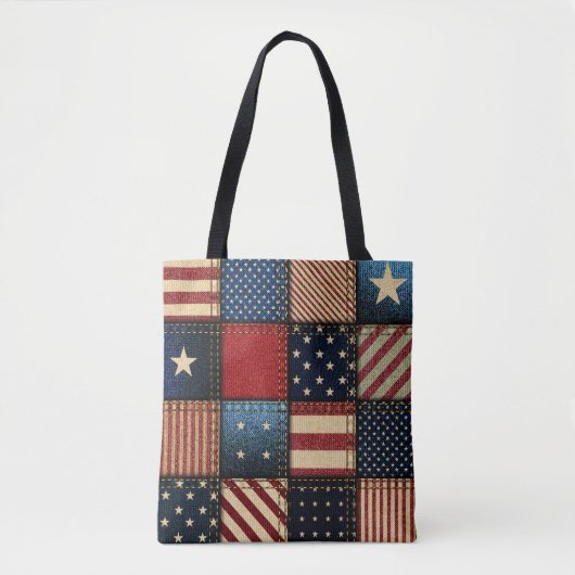 Tote Bag Drapeau Américain, Motif sans chichi. (Devant)