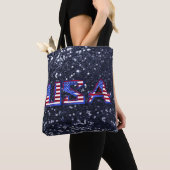 Tote Bag Drapeau américain Parties scintillant Faux Bleu de (De près)