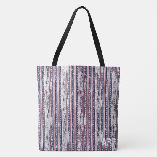 Tote Bag *~* Drapeau américain patriotique rustique Barnwoo (Devant)