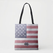 Tote Bag Drapeau américain Rouge Blanc Bleu Maillon géométr (Devant)