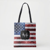Tote Bag Drapeau américain rouge blanc brillant parties sci (Devant)