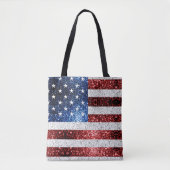 Tote Bag drapeau américain rouge blanc brillant parties sci (Devant)