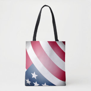 Tote Bag Drapeau américain rouge et blanc rayures, Étoiles