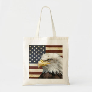Tote Bag Drapeau américain vintage avec aigle américain 