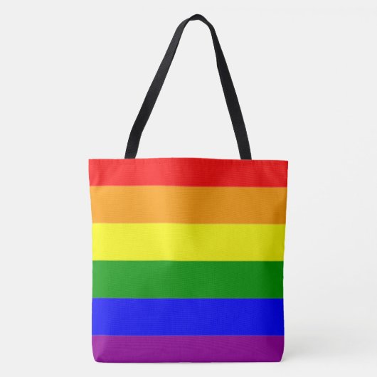Tote Bag Drapeau arc-en-ciel cool et classique (Devant)