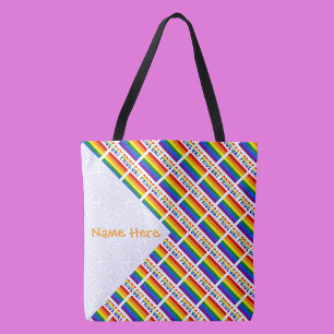 Tote Bag Drapeau arc-en-ciel de la fierté gay en carrelage 
