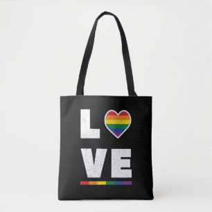 Tote Bag Drapeau arc-en-ciel de la fierté gay LGBTQ Usé Amo