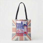 Tote Bag Drapeau Bleu Rouge Britannique Londres Année de sc (Devant)
