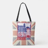 Tote Bag Drapeau Bleu Rouge Britannique Londres Année de sc (Dos)