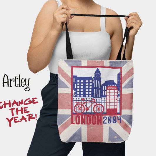 Tote Bag Drapeau Bleu Rouge Britannique Londres Année de sc