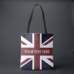 Tote Bag Drapeau britannique vintage Union Jack<br><div class="desc">Sac fourre-tout personnalisé du drapeau britannique vintage Union Jack. Design anglais orgueil avec le drapeau britannique Royaume-Uni,  Grande-Bretagne,  Angleterre</div>