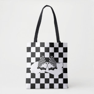 Tote Bag Drapeau Checker et voitures de course