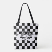 Tote Bag Drapeau Checker et voitures de course (Dos)