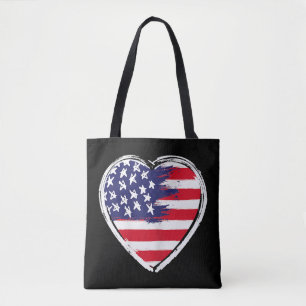 Tote Bag Drapeau Coeur US 4 juillet Étoiles patriotiques am