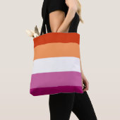 Tote Bag Drapeau de fierté lesbienne (5 bandes) (De près)