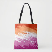 Tote Bag Drapeau de fierté lesbienne abstrait trippy ondulé (Devant)