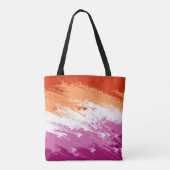 Tote Bag Drapeau de fierté lesbienne abstrait trippy ondulé (Dos)
