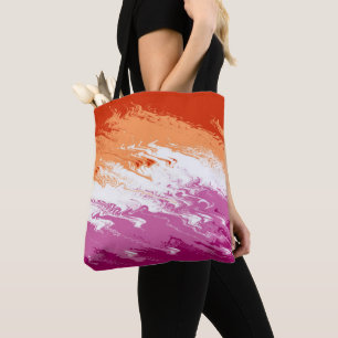 Tote Bag Drapeau de fierté lesbienne abstrait trippy ondulé