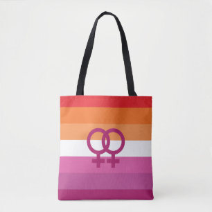 Tote Bag Drapeau de fierté lesbienne WLW (Coucher de soleil