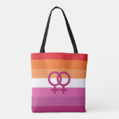 Tote Bag Drapeau de fierté lesbienne WLW (Coucher de soleil (Dos)