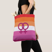 Tote Bag Drapeau de fierté lesbienne WLW (Coucher de soleil (De près)