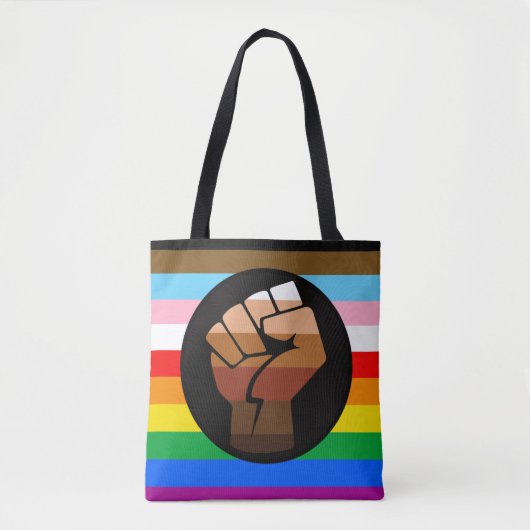 Tote Bag Drapeau de fierté POC de progrès LGBTQ+ (Devant)