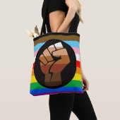 Tote Bag Drapeau de fierté POC de progrès LGBTQ+ (De près)