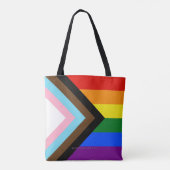 Tote Bag Drapeau de fierté Progress Pride de SlipperyJoe si (Dos)