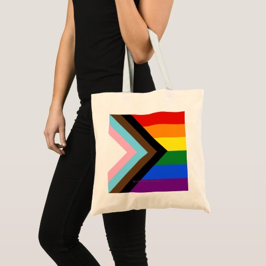 Tote Bag Drapeau de fierté Progress Pride de SlipperyJoe's (Devant (produit))
