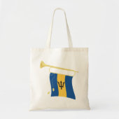Tote Bag Drapeau de la Barbade avec Bugle Patriotique Caraï (Devant)