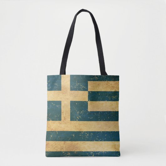 Tote Bag Drapeau de la Grèce Vintage Grunge (Devant)