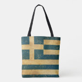 Tote Bag Drapeau de la Grèce Vintage Grunge (Dos)