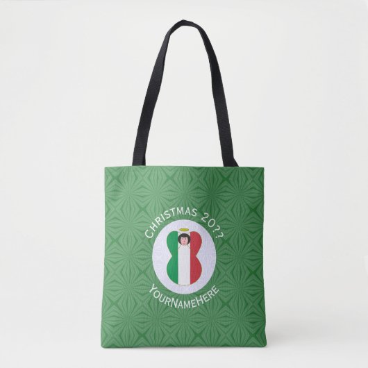 Tote Bag Drapeau de Noël Angel italien Personnalisé (Devant)