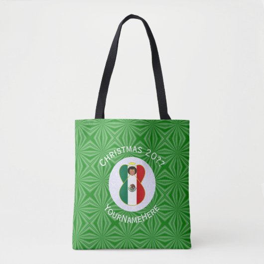 Tote Bag Drapeau de Noël Angel mexicain Épaule personnalisé (Devant)
