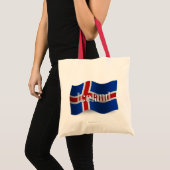 Tote Bag Drapeau de ondulation de l'Islande (Devant (produit))