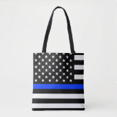 Tote Bag Drapeau de police de la ligne bleue mince (Devant)