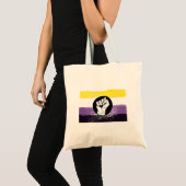 Tote Bag Drapeau de protestation peint non binaire (Devant (produit))