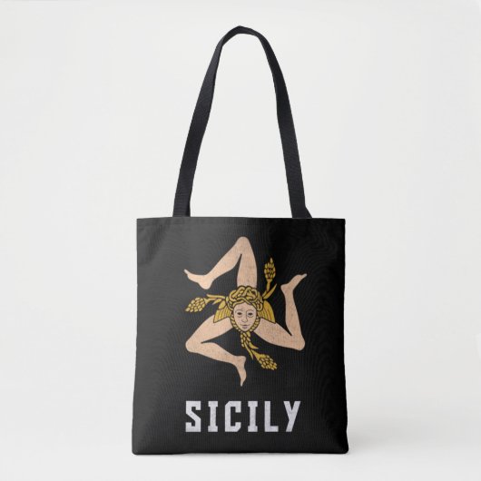 Tote Bag Drapeau de style Vintage Sicile (Devant)