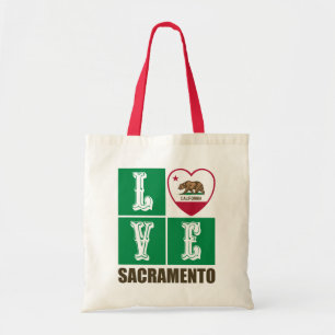 Tote Bag Drapeau d'État de Californie Coeur Sacramento