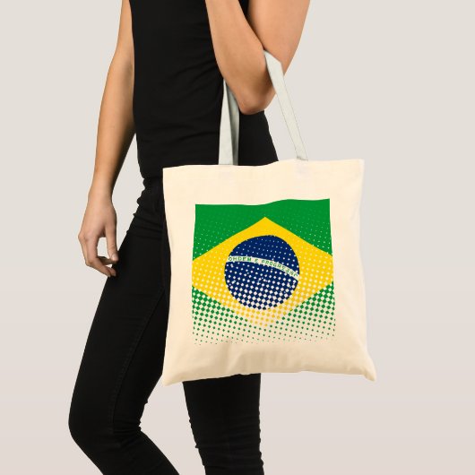 Tote Bag Drapeau Du Brésil Avec Effet Halftone (Devant (produit))