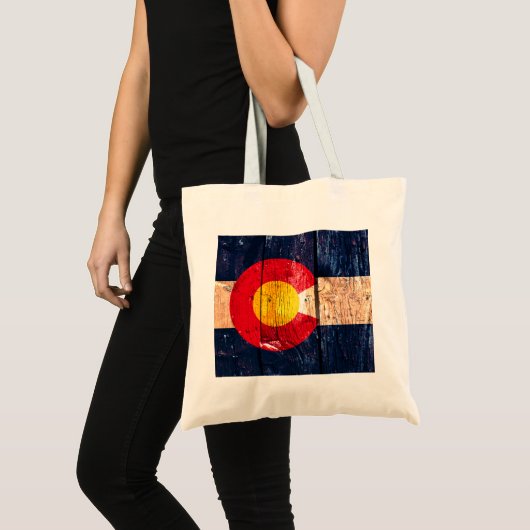 Tote Bag Drapeau en bois rustique affligé d'état du (Devant (produit))