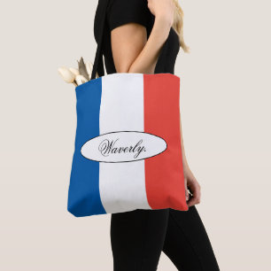 Tote Bag Drapeau français personnalisé moderne nom épaule