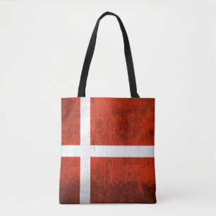 Tote Bag Drapeau grunge du Danemark