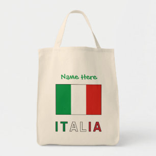Tote Bag Drapeau italien Italia Personnalisation noire