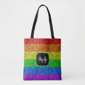 Tote Bag Drapeau LGBT vibrante parties scintillant arc-en-c (Devant)