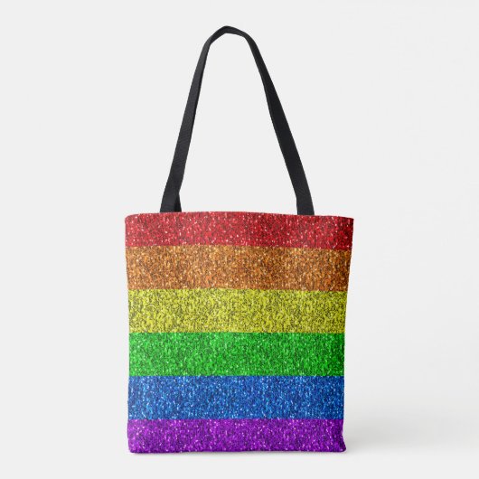 Tote Bag Drapeau LGBT vibrante parties scintillant arc-en-c (Dos)