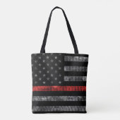 Tote Bag Drapeau minuscule de pompier Red Line (Dos)