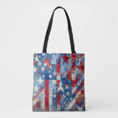 Tote Bag Drapeau Patriotique rouge blanc et bleu Abstrait a (Devant)