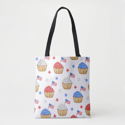 Tote Bag Drapeau patriotique Star Cupcakes Rouge Blanc Bleu (Devant)